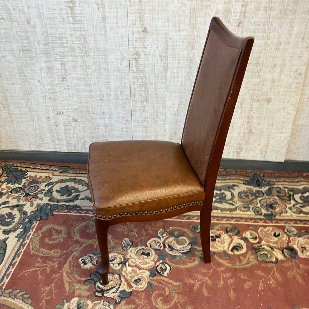 ②北欧レトロ マルニ木工 木製椅子 鋲打ちダイニングチェア ロビーチェア 古家具