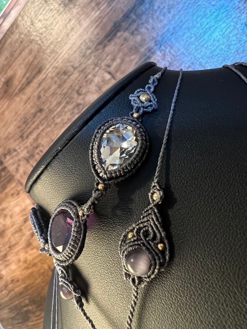 【handmade_Luna】マクラメ× アメシスト ネックレス【2点セット】