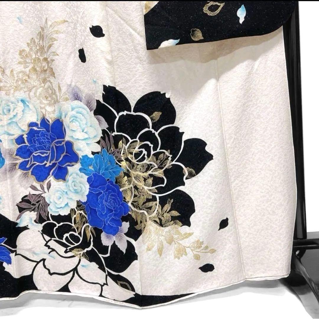 刺繍 金彩 銀通し 薔薇 振袖 着物 013a p