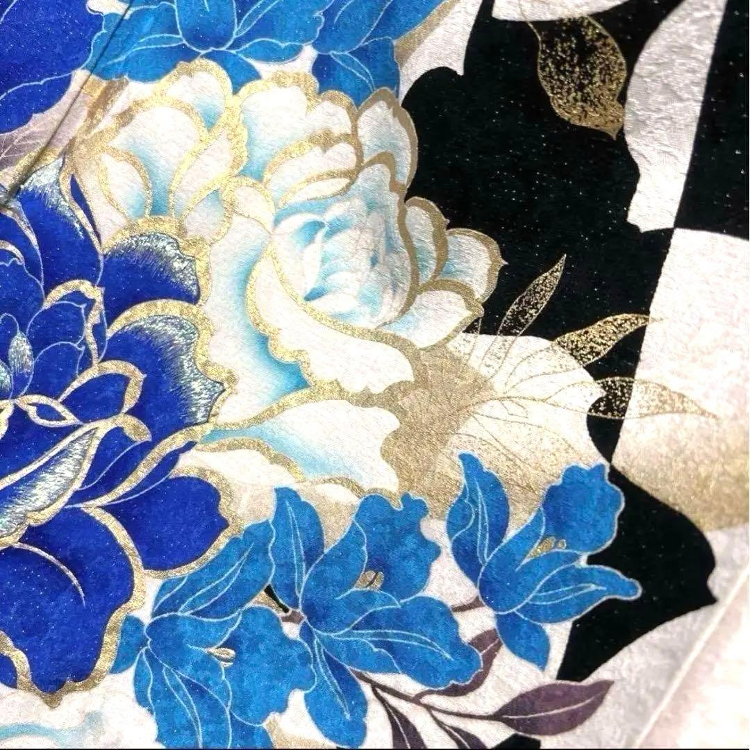 刺繍 金彩 銀通し 薔薇 振袖 着物 013a p