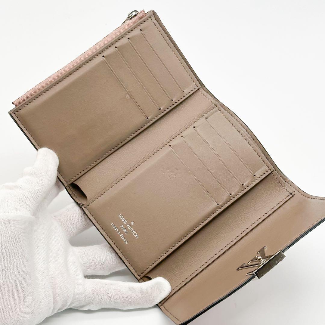 ポルトフォイユ カプシーヌ コンパクト 三つ折り ピンク トリヨン