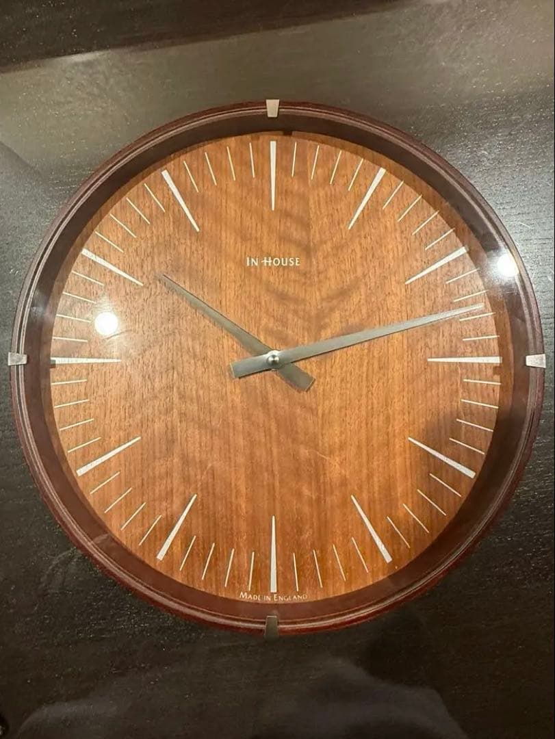 美品 IN HOUSE 掛け時計 30cm ウォルナット NW19WE 英国製