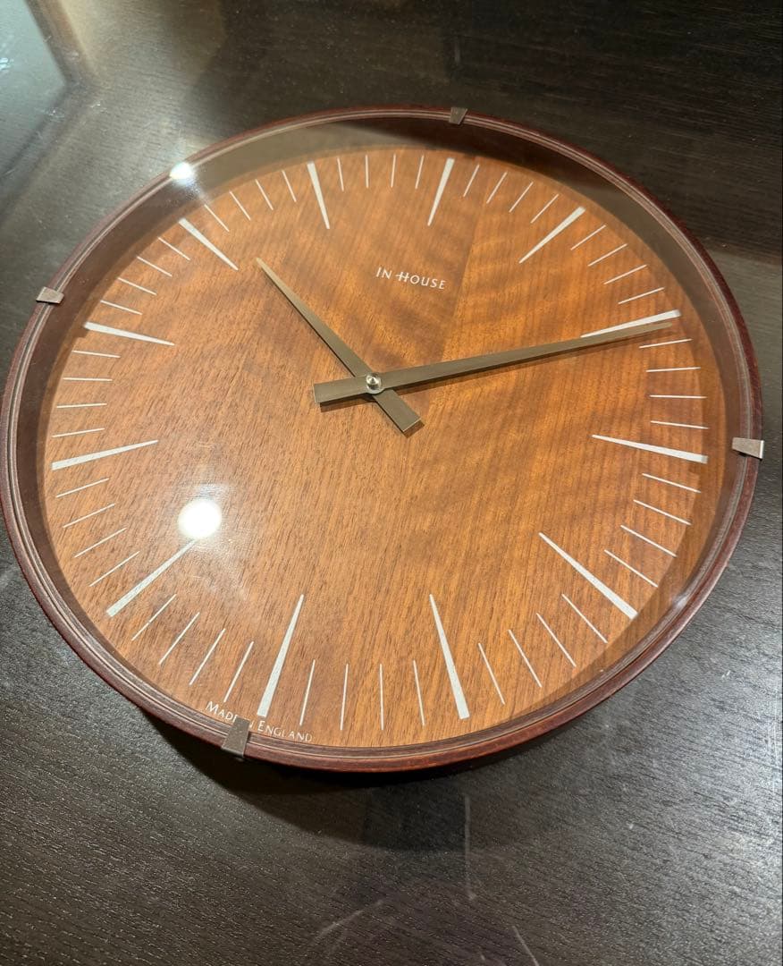 美品 IN HOUSE 掛け時計 30cm ウォルナット NW19WE 英国製