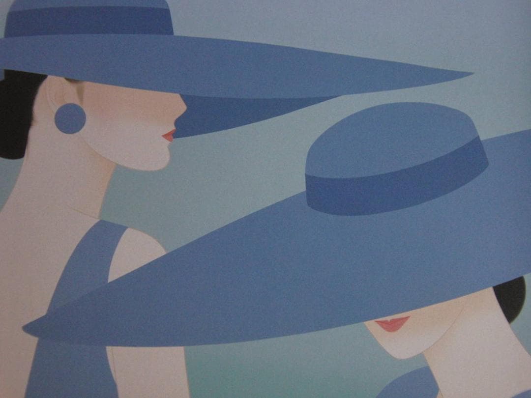 鶴田一郎、【アフタヌーン　パーティー（ブルー）】、希少な額装用画集より