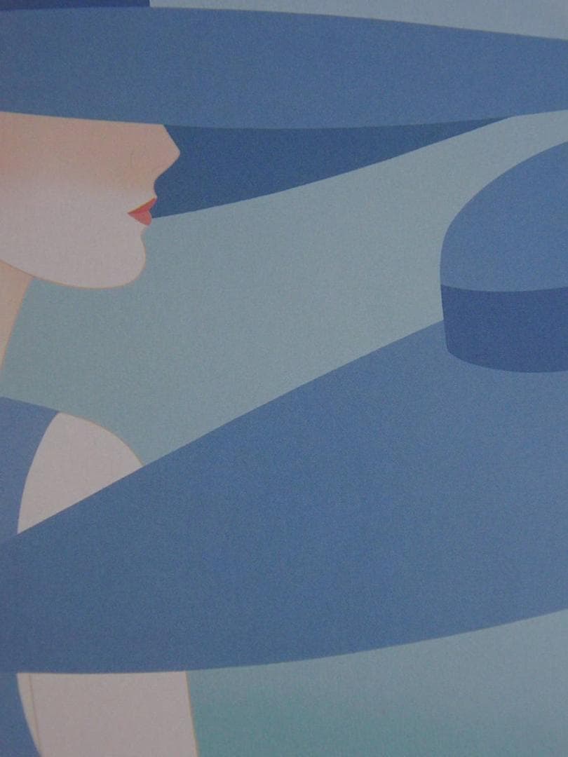 鶴田一郎、【アフタヌーン　パーティー（ブルー）】、希少な額装用画集より