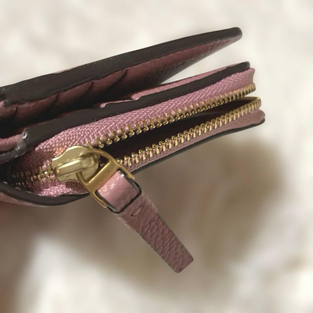 【即発送】美品　トリーバーチ　二つ折り　財布　マックグロー　ピンク　レザー