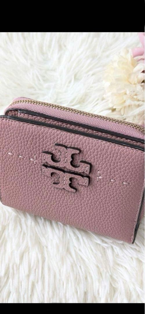 【即発送】美品　トリーバーチ　二つ折り　財布　マックグロー　ピンク　レザー