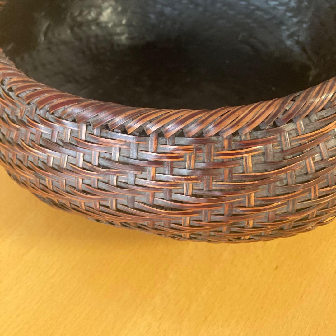 茶道具　炭斗　達磨籠　竹元