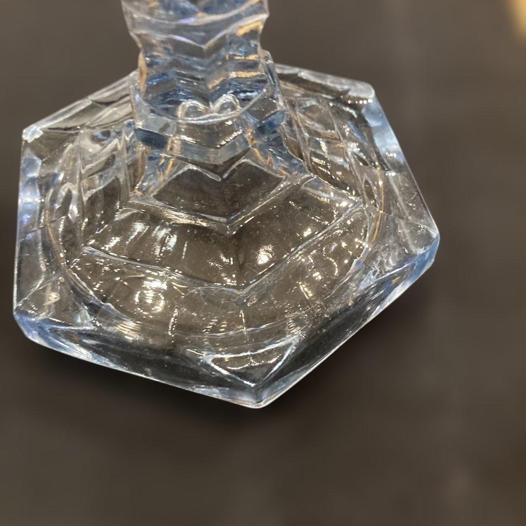 1940年代　アメリカ製ガラス製 八角形 キャンドルホルダー貴重なブルー