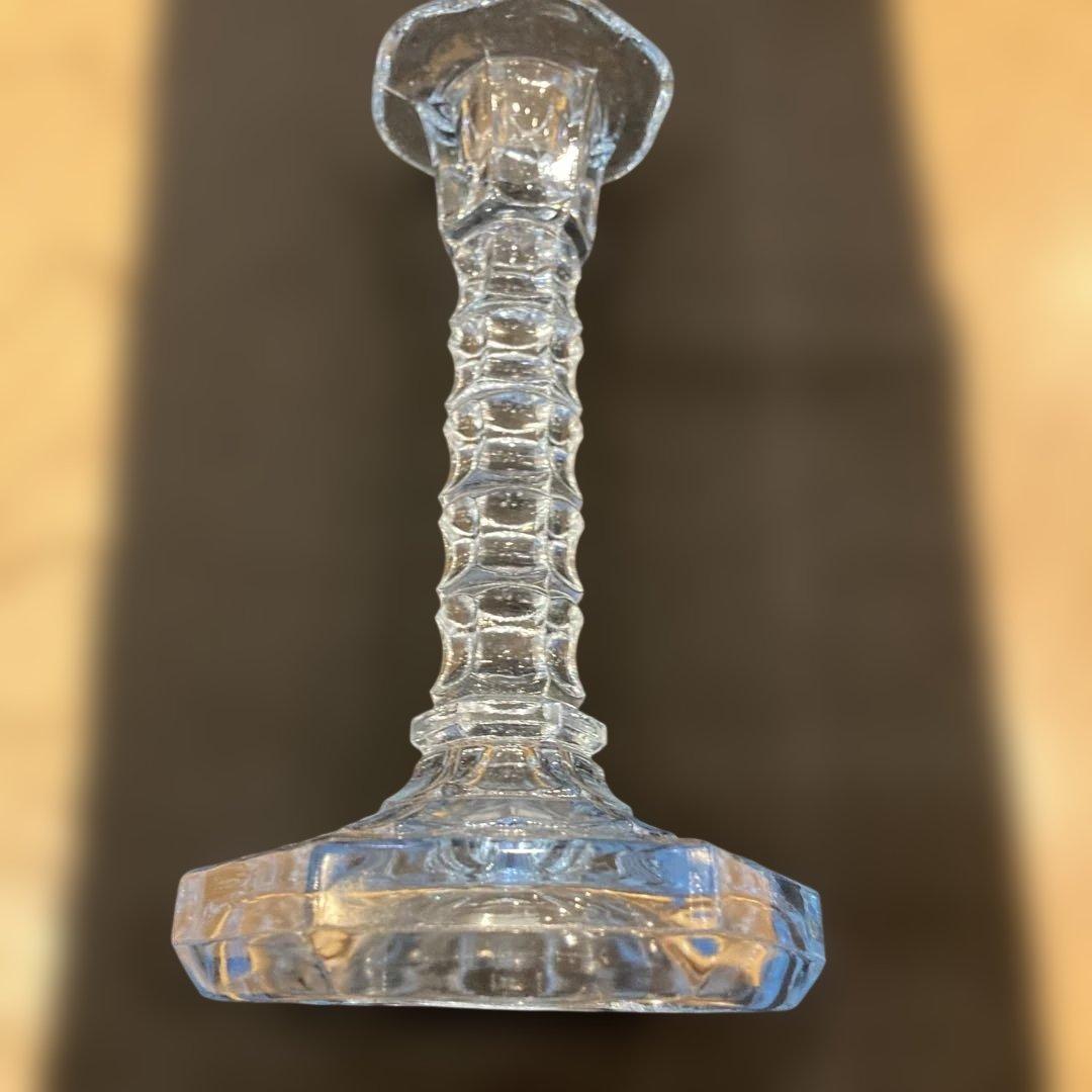 1940年代　アメリカ製ガラス製 八角形 キャンドルホルダー貴重なブルー