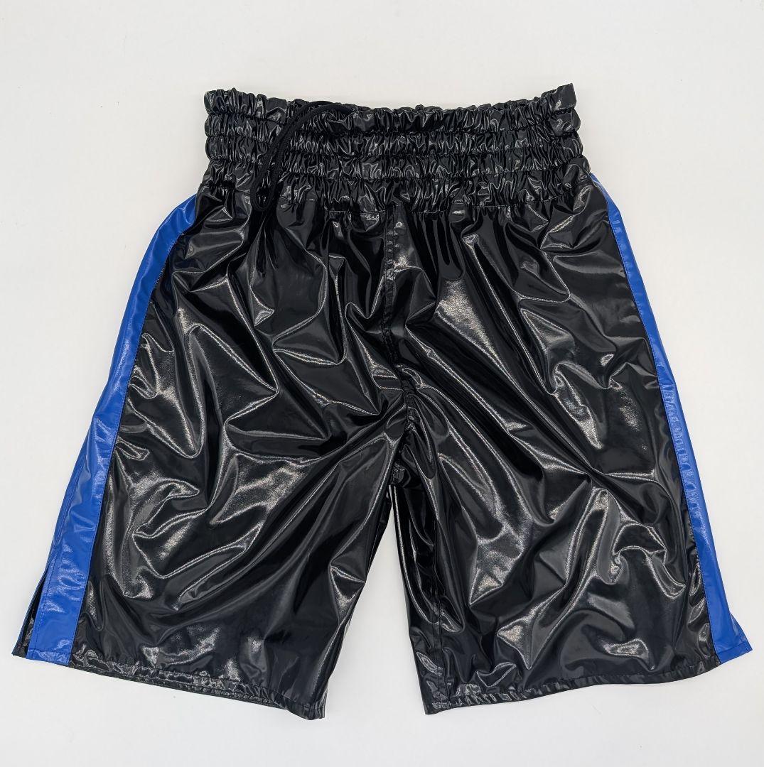専用★エナメル生地のボクシングトランクス（エナメル裏地つき メンズＬ黒/青