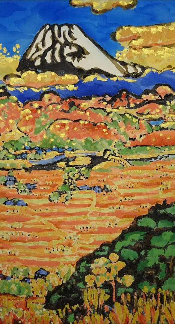 【複製】掛軸 梅原龍三郎『天地鍾秀』絹本 無地箱付 掛け軸 a07102