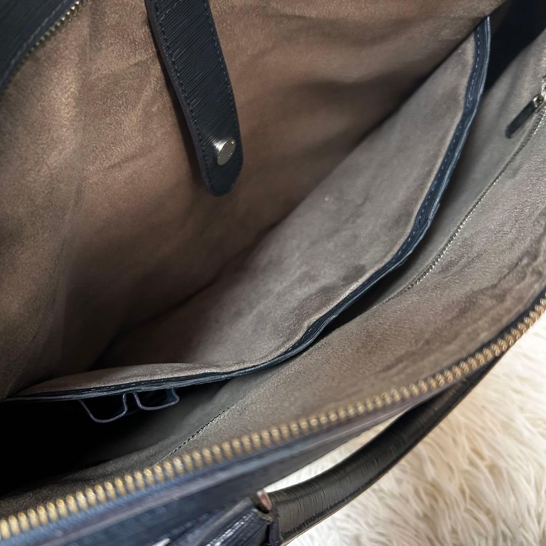 pelle morbida キャピターノ　ブリーフケース　ショルダー　ネイビー