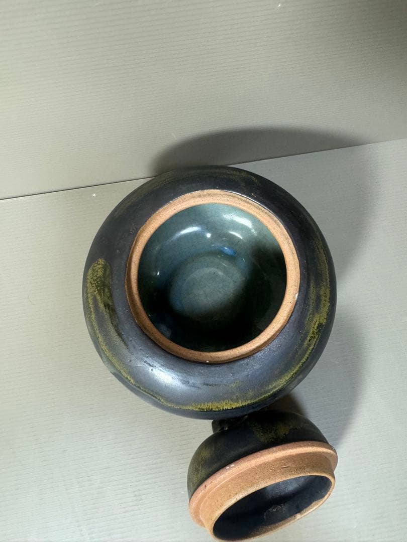 2205 有田焼　正右衛門窯　岩崎正作　天目釉掛け　獅子　香炉　未使用