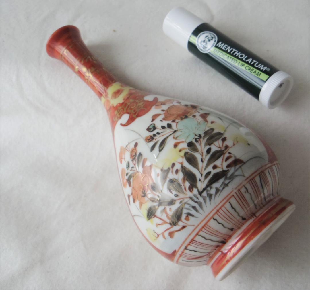 九谷 花瓶 高18cm　★ラベル「明治３年-５年、カナダでかう」