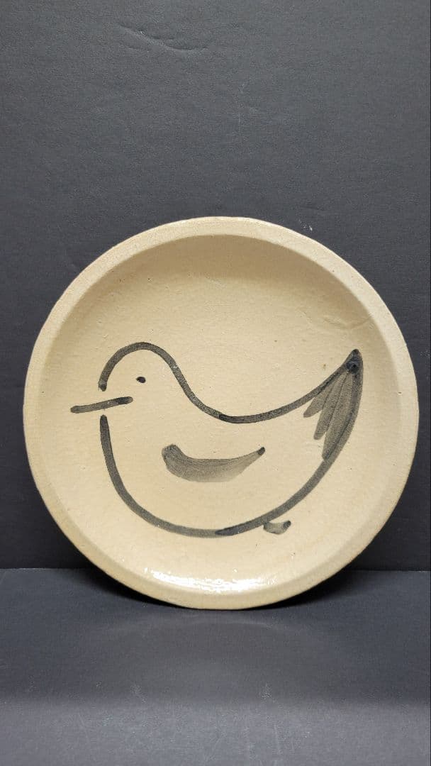 古い今戸焼 都鳥皿 言問 団子皿 15センチ /隅田川焼 角田川焼