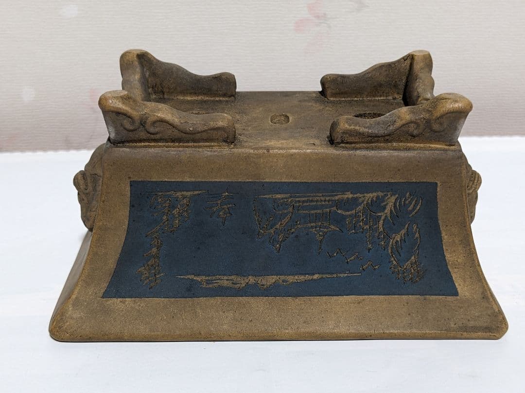 ♦中国 長方形 神獣飾り盆栽鉢 小品盆栽鉢 古玩古美術品 コレクション 骨董品