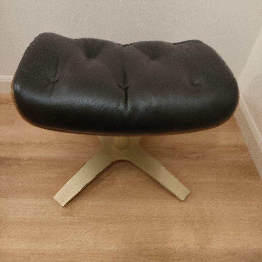 ニトリ　スツール　オットマン　黒　　木目　皮革　マーシャル　 パーソナルチェア