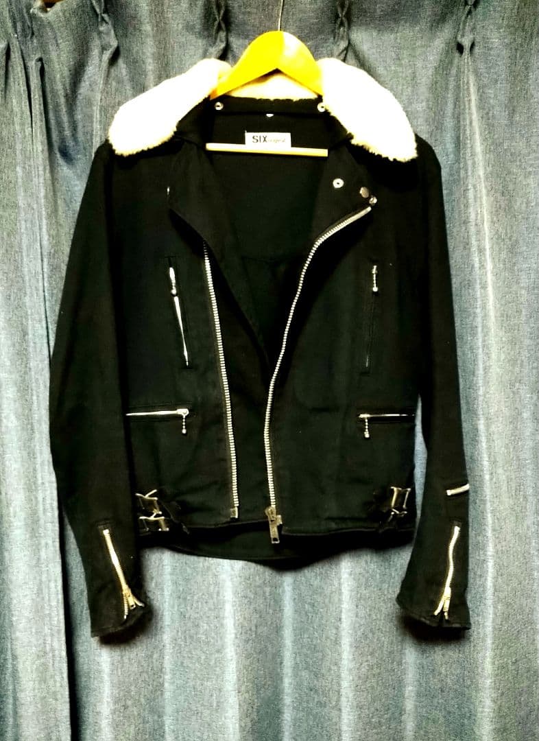 【希少】初期 666 コットンデニムダブルライダースジャケット 希少ムートン