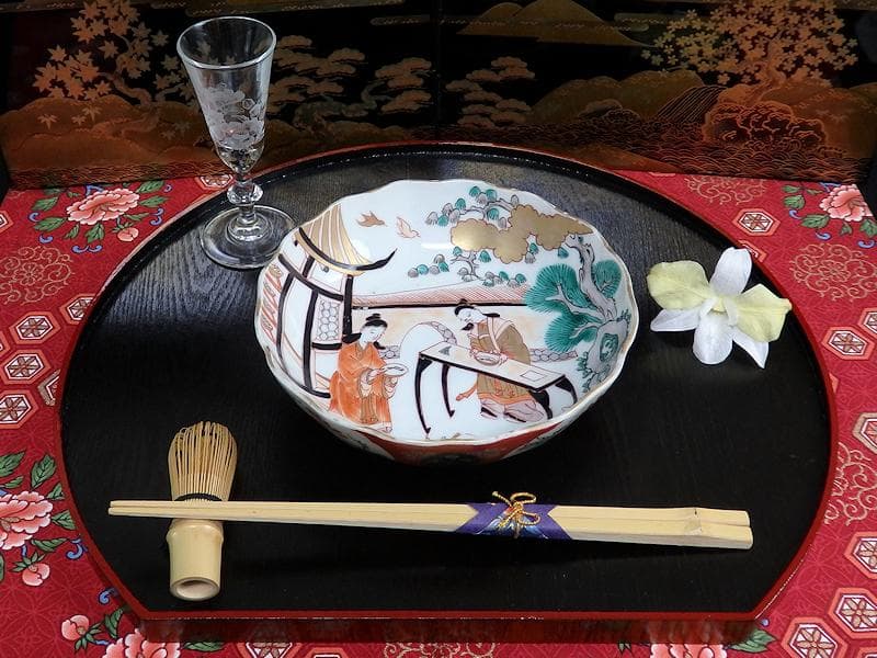 古伊万里　金襴手　唐人美人図　膾皿　５客　615AS-AEy