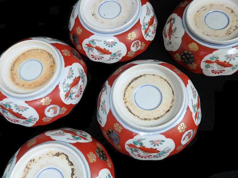 古伊万里　金襴手　唐人美人図　膾皿　５客　615AS-AEy