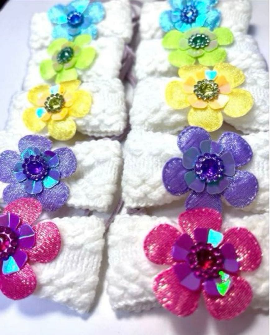 トリミングチョーカー　ニットリボン　フラワー