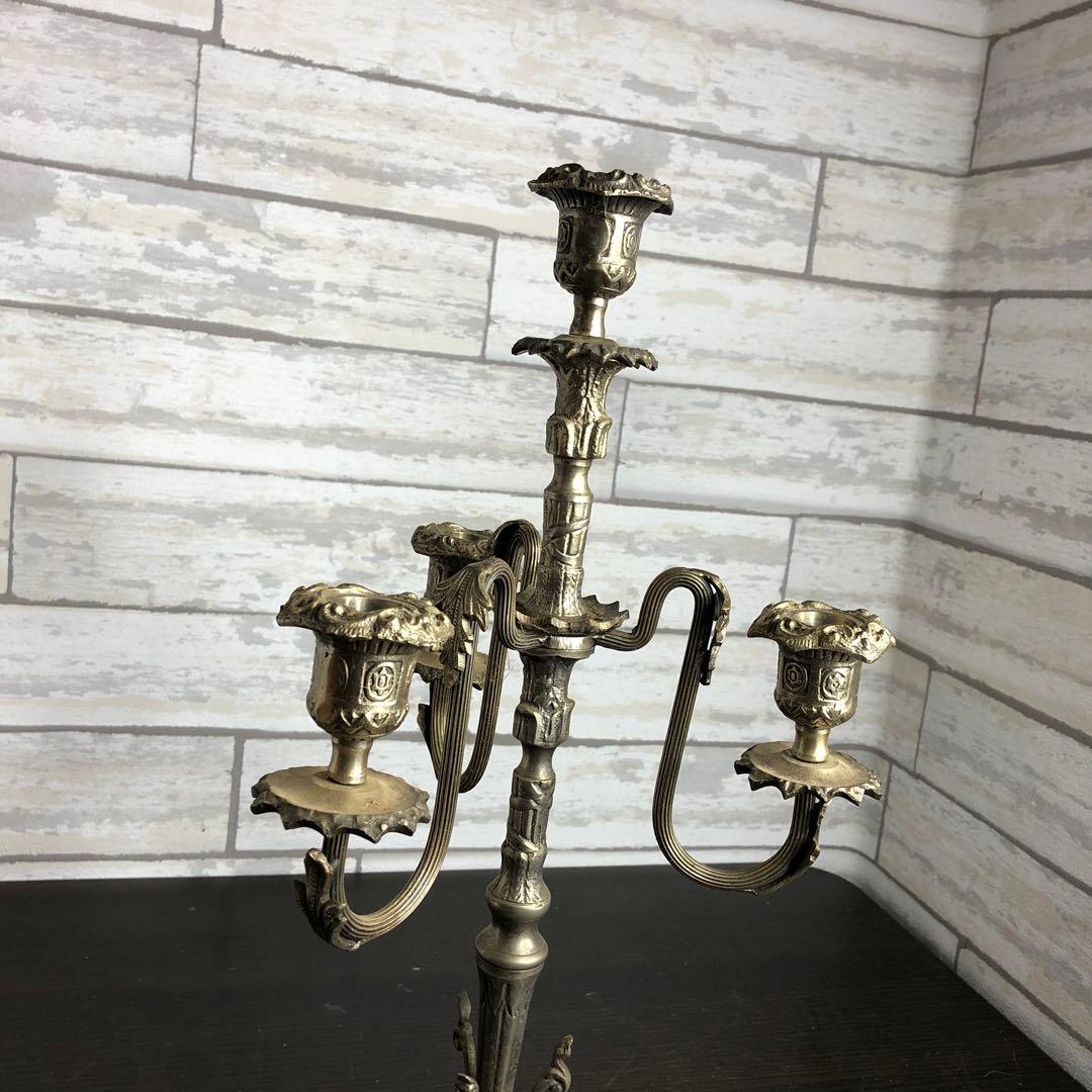 アンティーク キャンドルスタンド　真鍮　灯燭台 　金属工芸