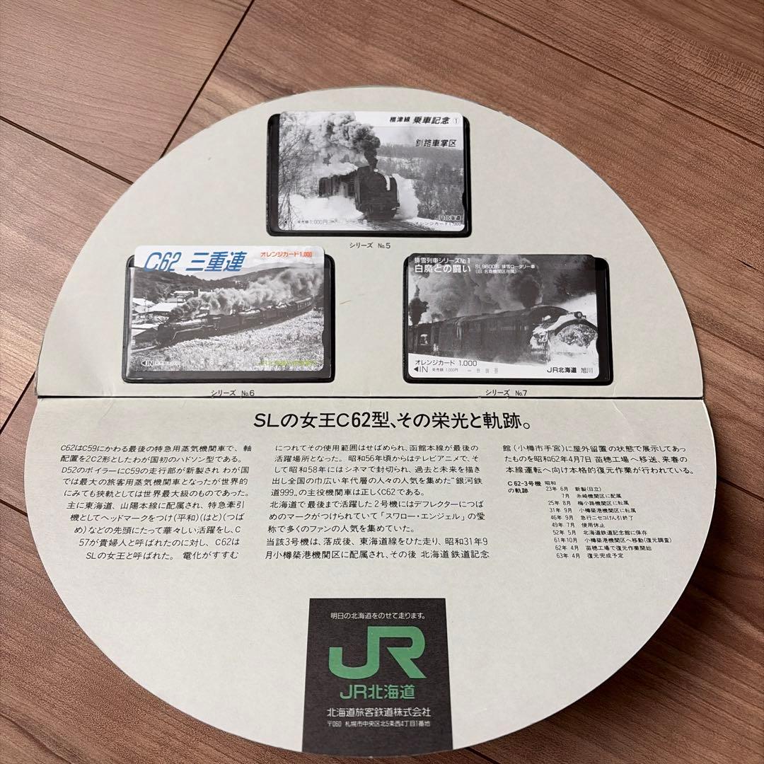 今、よみがえる栄光のSL 北海道オレンジカード1000円✖️7枚入り　未使用
