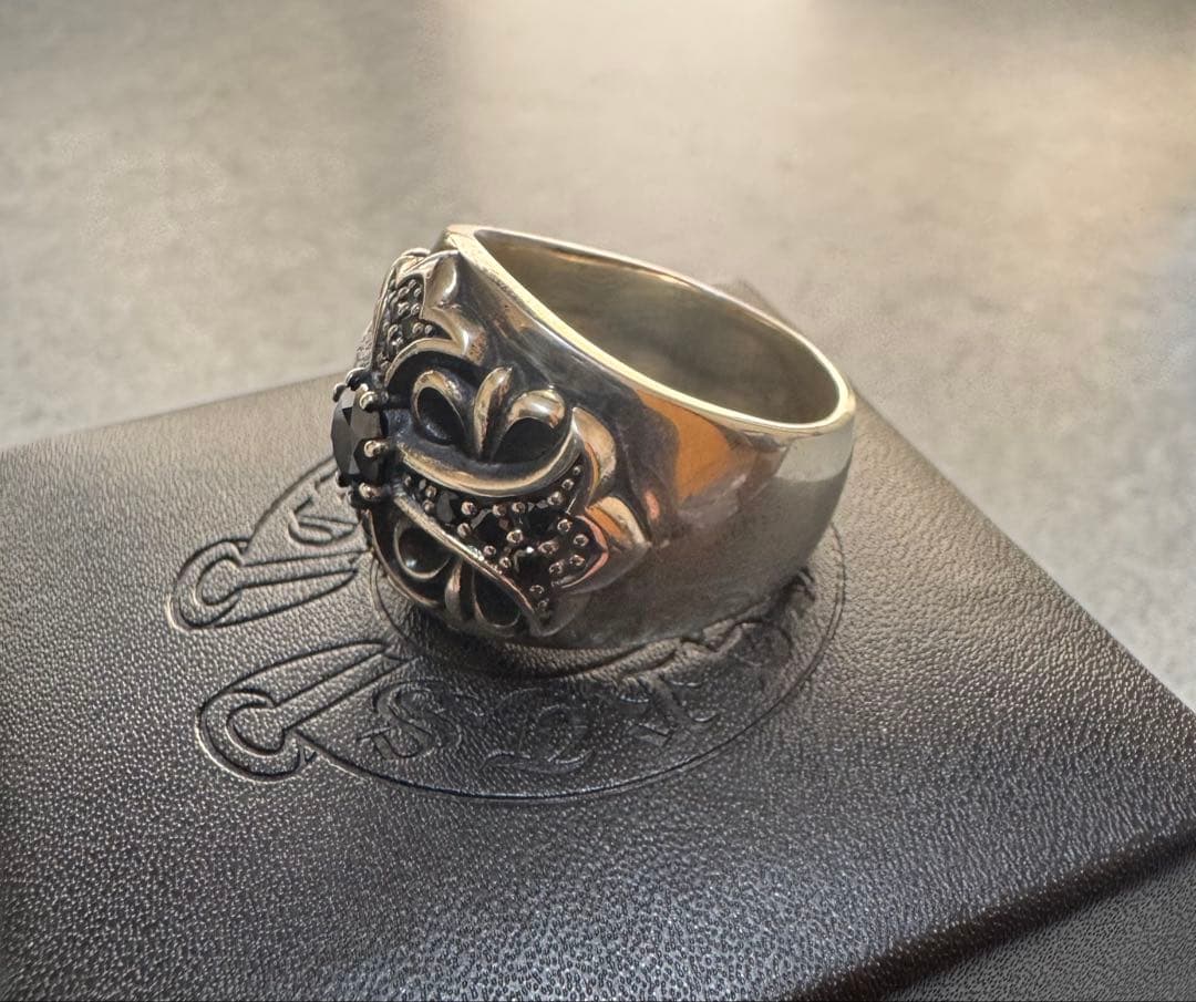 †クロムハーツ† フローラルクロスリング　22号　シルバー925 天然パヴェ