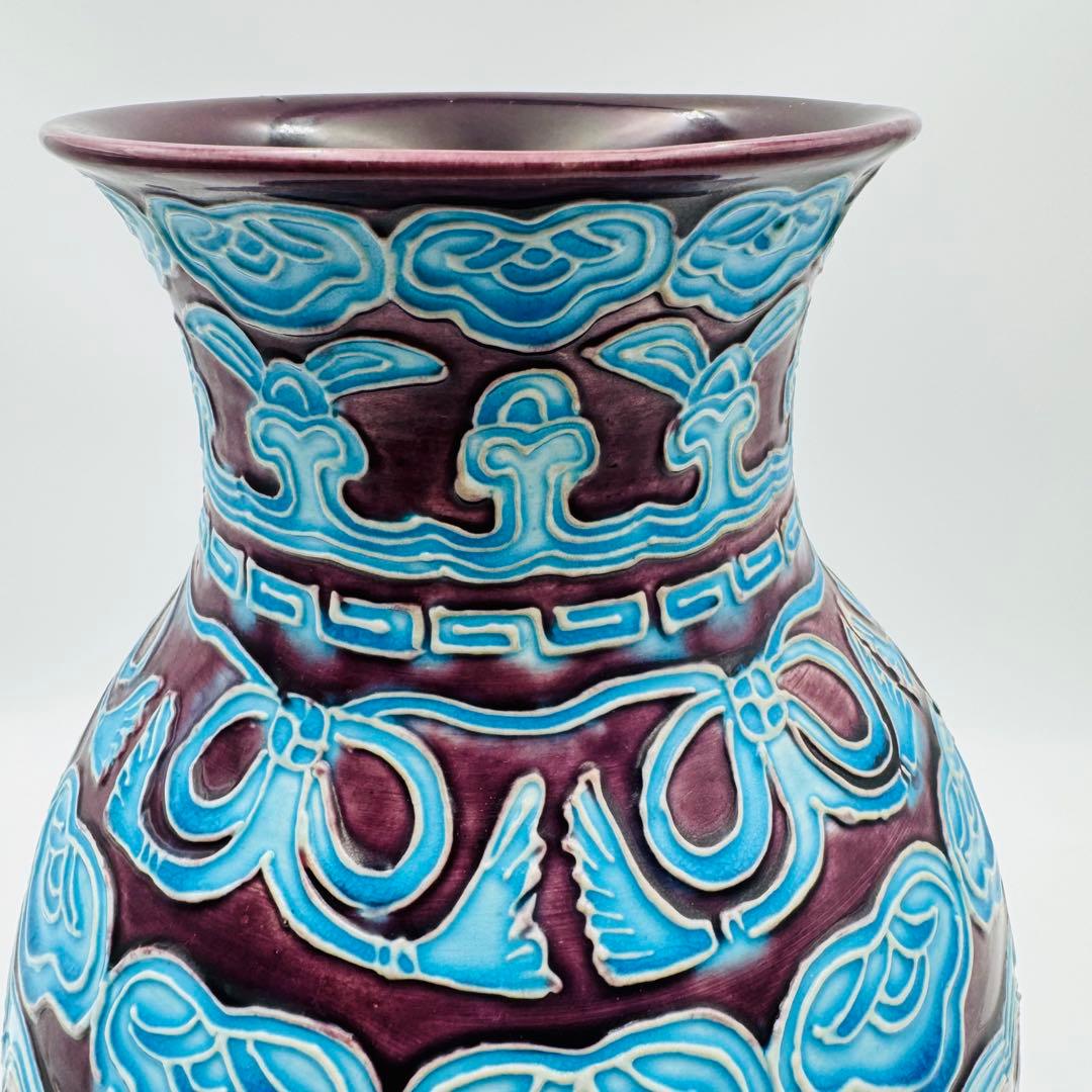 【紀州御庭焼　偕楽園寿ノ字花生　花瓶】骨董　アンティーク　インテリア