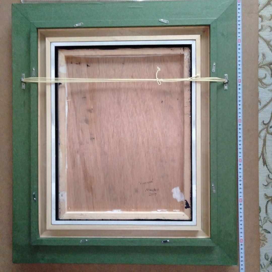 藤本まり子　アクリル画「side」現代アート 　F６号　木製額縁付き