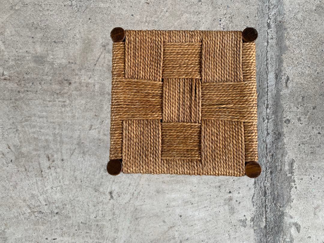 アンティーク ラッシュ スツール 縄編み チェア 民芸家具 椅子 No.5