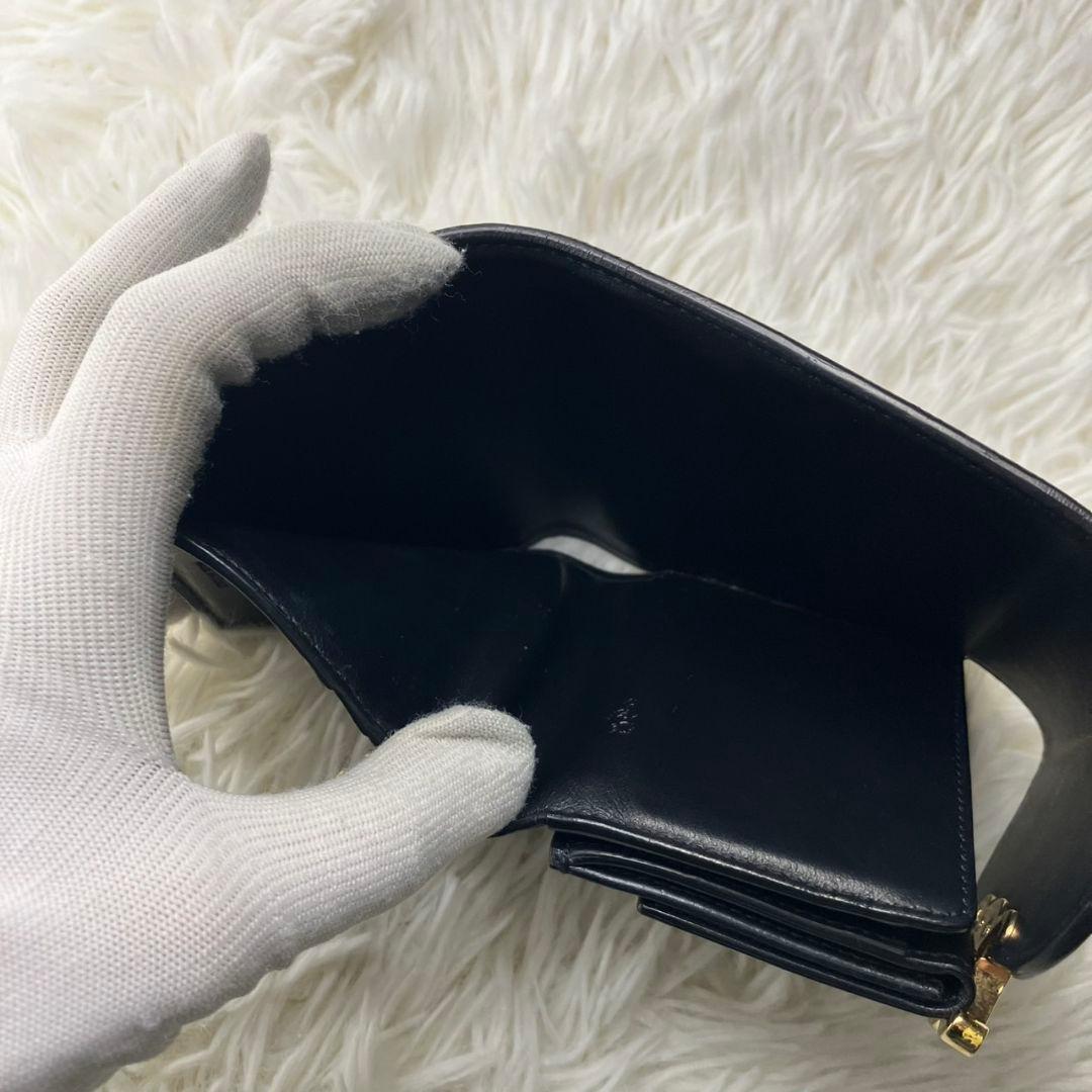 美品 セリーヌ 折り財布 トリオンフ フラップ スモールウォレット