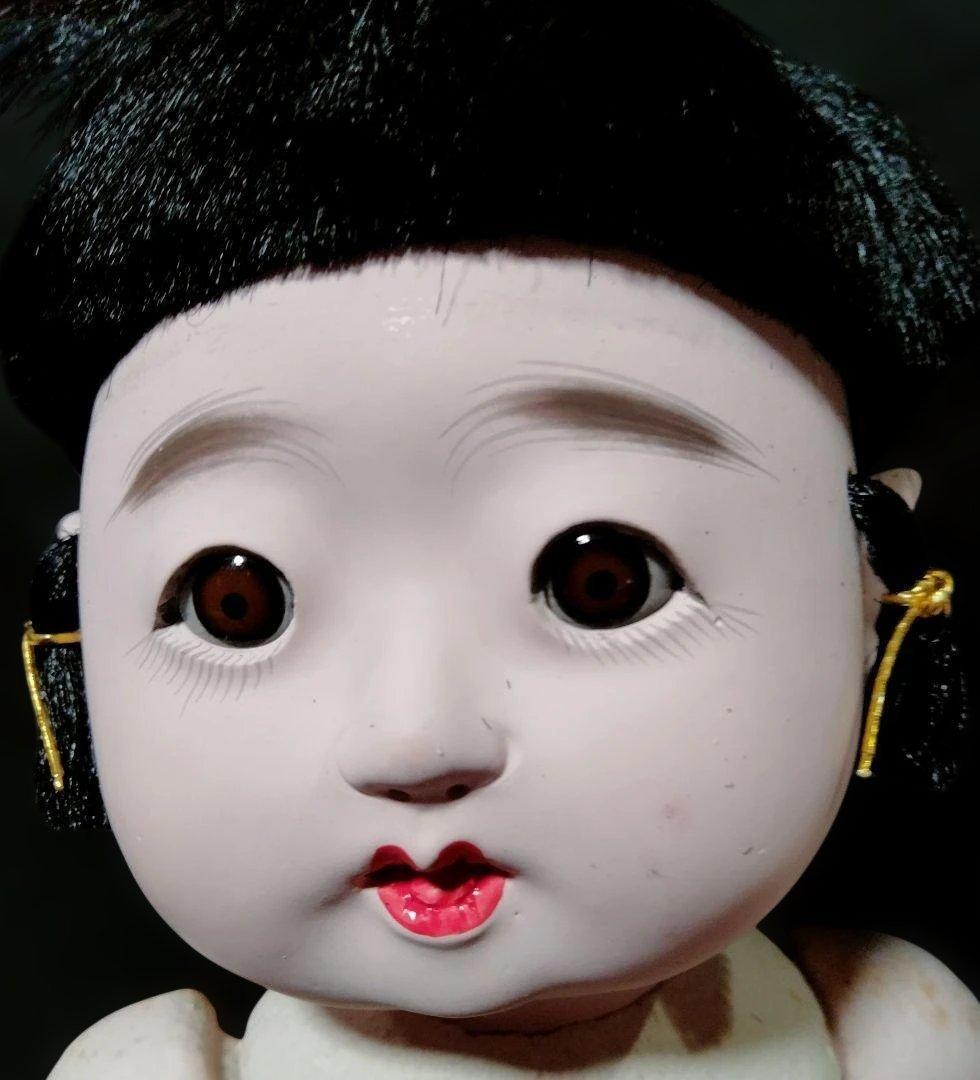 お座り人形　未使用 男女ペア　倉庫保管品　昭和　胡粉入れ目　箱入り