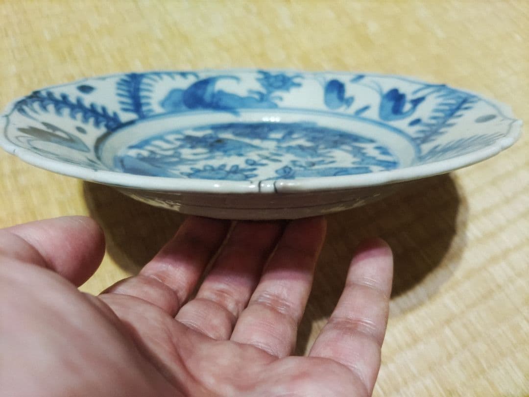 中国　古染付　鹿絵皿（23㎝）漳州窯　美品