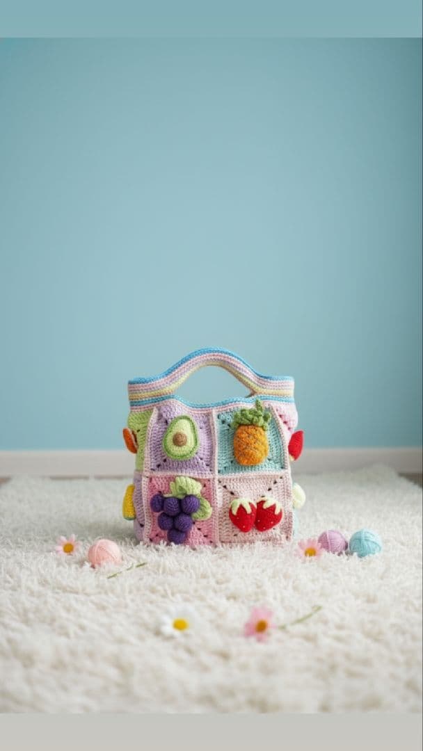 ♡【フルーツモチーフ】♡の編み物ミニバッグ