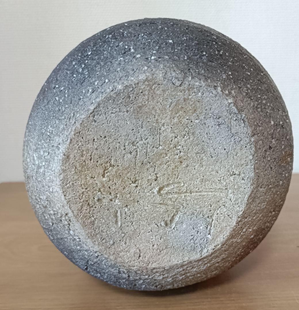 廣永窯 坪島土平作 伊賀大わび花入 灰被手　茶道具　伊賀焼花入