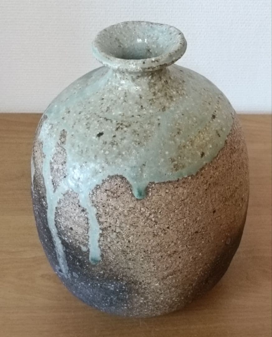 廣永窯 坪島土平作 伊賀大わび花入 灰被手　茶道具　伊賀焼花入