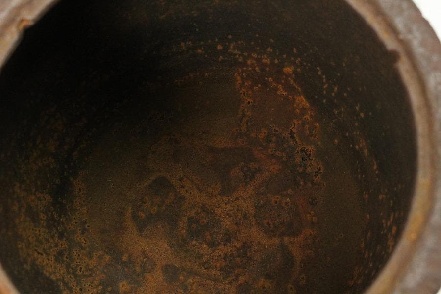 茶道具 竹林七賢人紋 筒釜 時代物(K-A653)