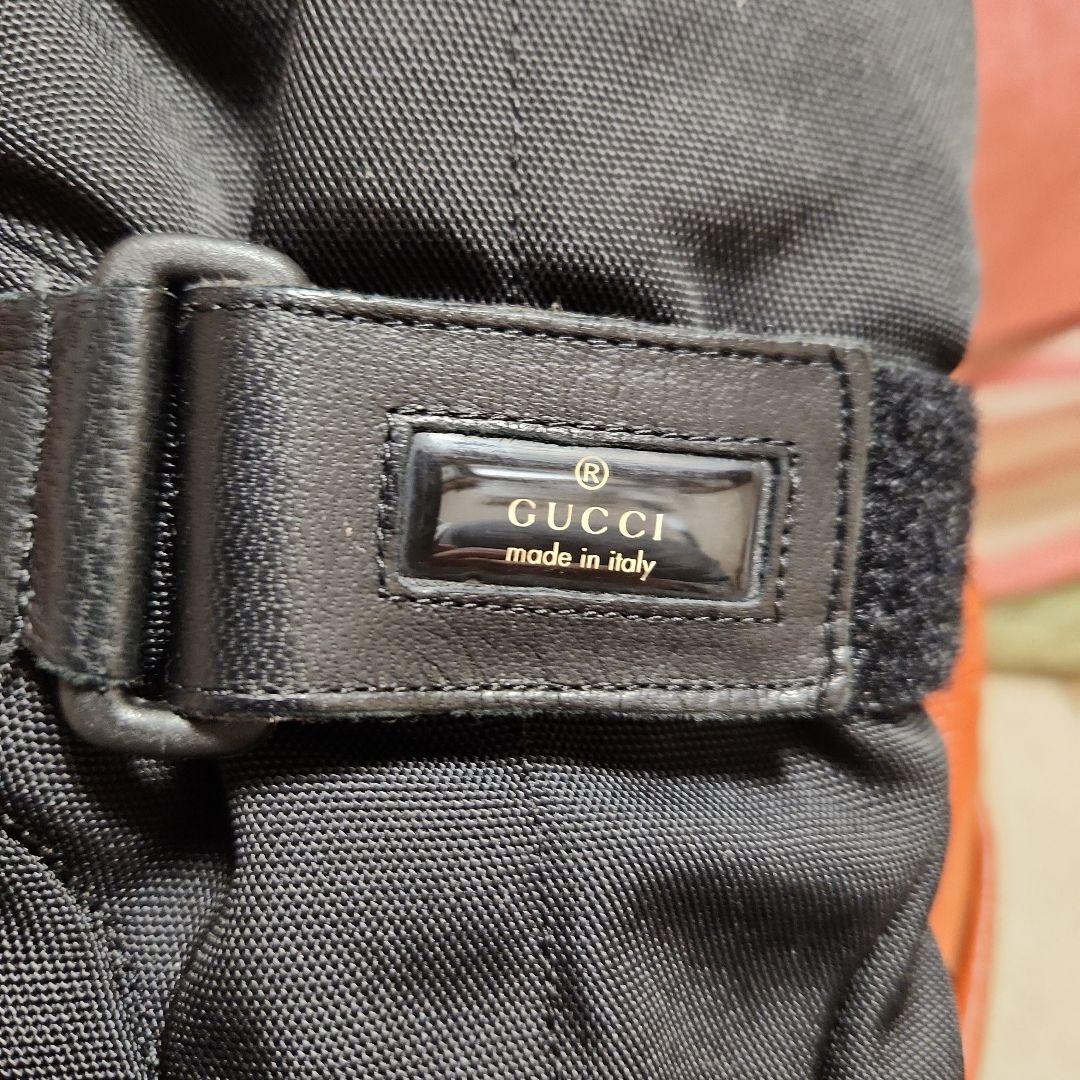 GUCCI 黒 レザー ナイロン グローブ　サイズ8