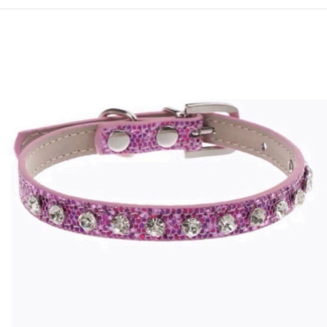 猫 小型犬 パピー 首輪 キラキラ ラメ ストーン オシャレ 首輪 シルバー S