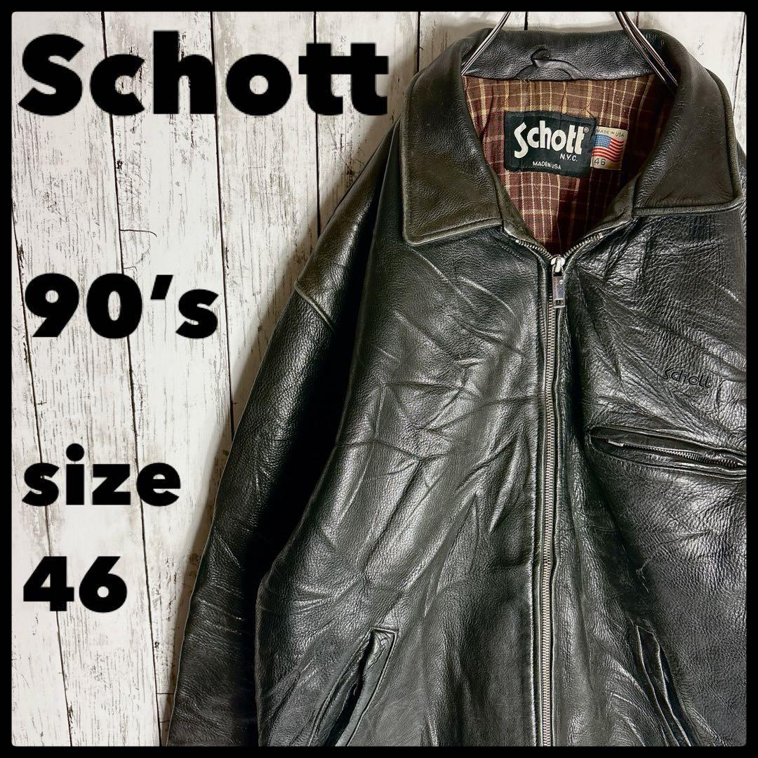 90s schott ショット シングルライダース レザージャケット 古着□