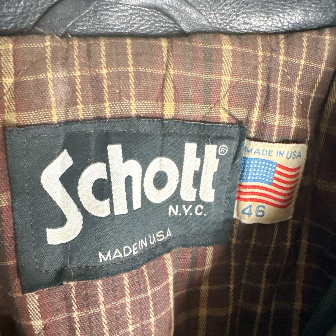 90s schott ショット シングルライダース レザージャケット 古着□