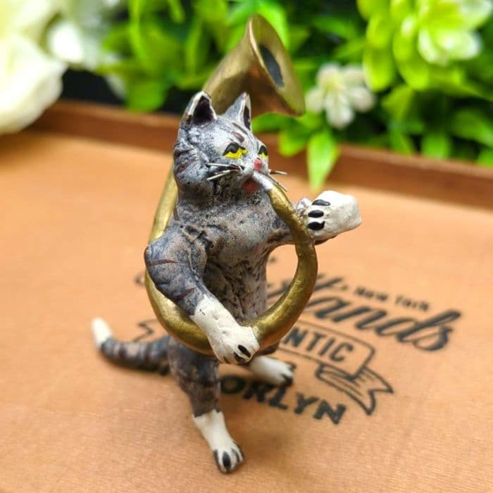ヴィエナブロンズ コールドペイント 擬人化した猫の音楽隊