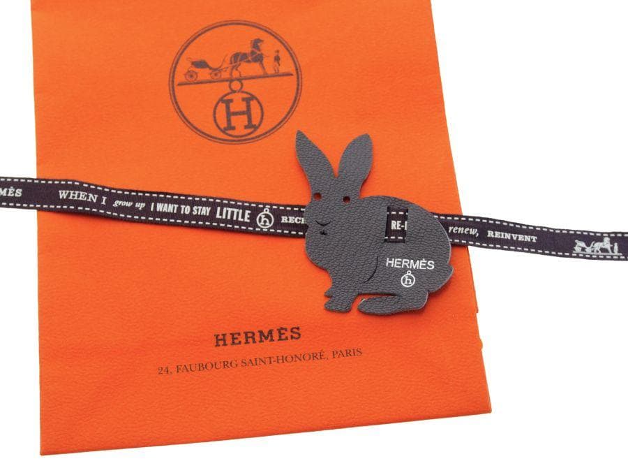 エルメス プティ・アッシュ ラッピングチャーム うさぎ グレー HERMES
