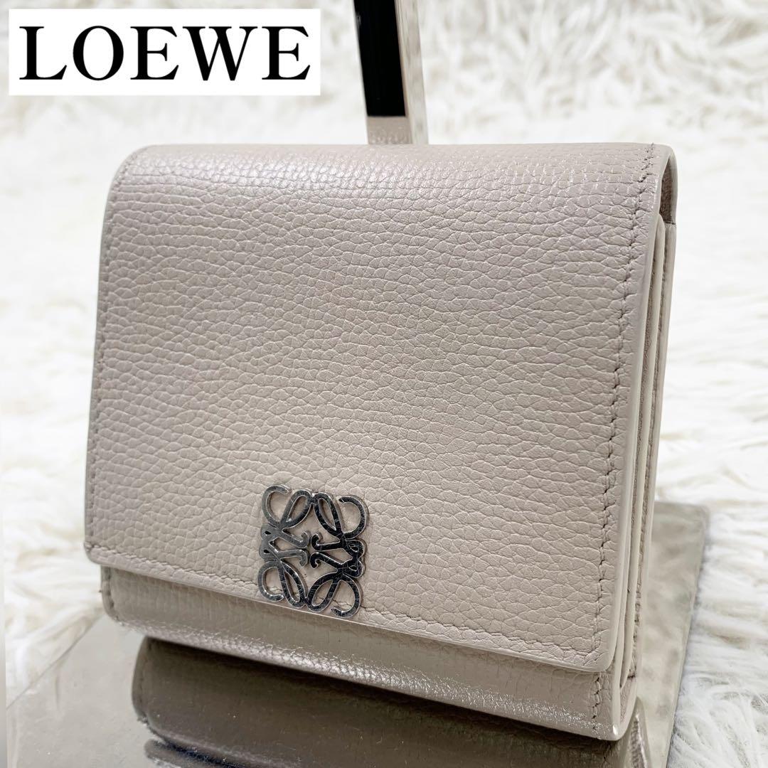 【✨極美品 現行✨】ロエベ アナグラム コンパクトフラップウォレット ベージュ