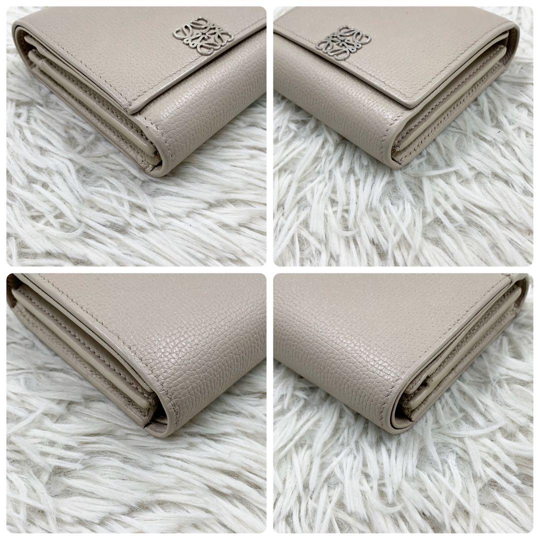 【✨極美品 現行✨】ロエベ アナグラム コンパクトフラップウォレット ベージュ