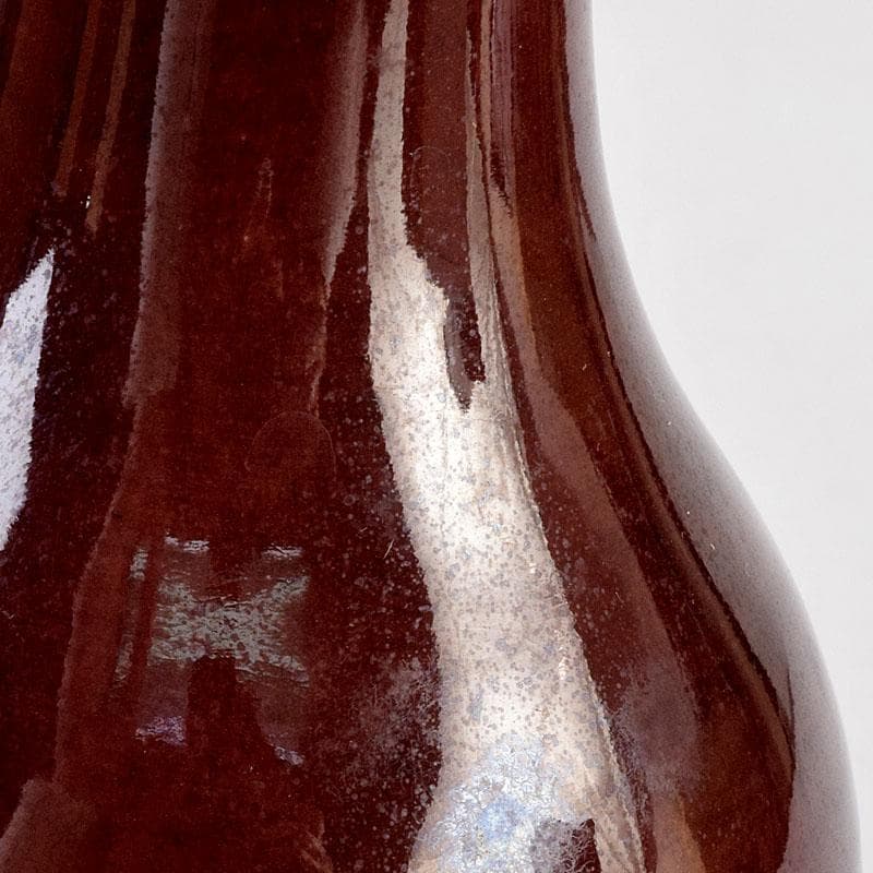 交趾焼　赤沢露石（修三）作　鶴首花入　花瓶　共箱　Z　8575