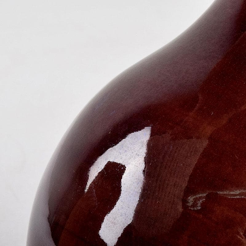 交趾焼　赤沢露石（修三）作　鶴首花入　花瓶　共箱　Z　8575