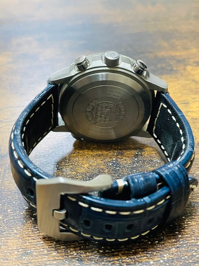 G*n様 美品　シチズンプロマスタースカイ　電波ソーラー　軽量チタン　新品本革ベ